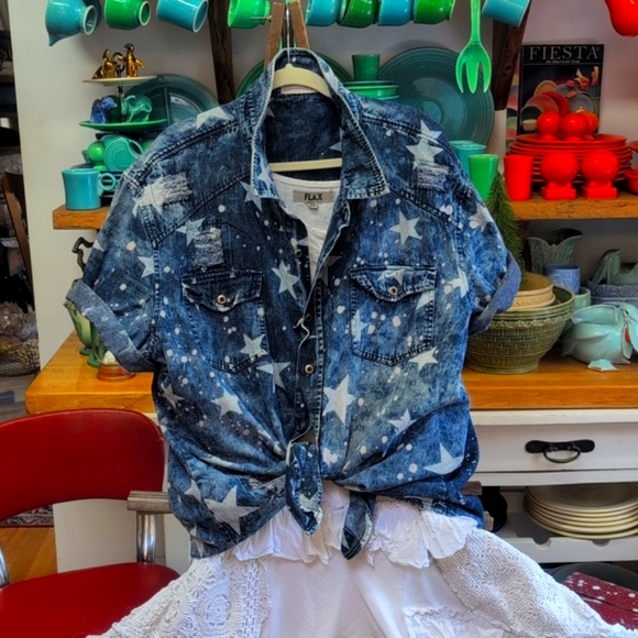 "New"DIAMOND STASH STAR DENIM TUNIC - Picture 1 of 13